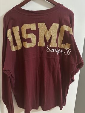 USMC Marine Corps boxercraft Maroon Cotton XL Crewneck Long Sleeve Tee